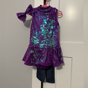 Girls Dance Costume Purple with Leggings, used one season.